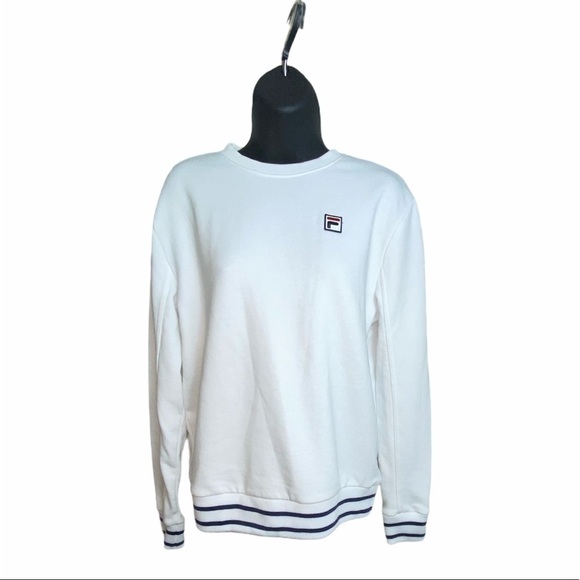 Fila White French Terry Crewneck Sweatshirt Small - Picture 1 of 9
